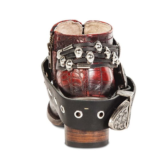 NWT Freebird by Steven Saloon Red Croco Leather Western Ankle Booties - Picture 5 of 9